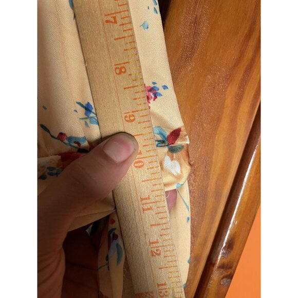 Pretty Tops Women's Vintage 70s Blouse Floral Short Sleeve Tie Yellow Spring XL - Picture 7 of 10